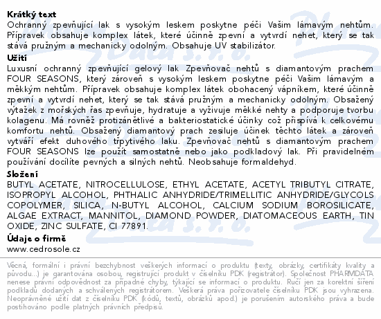 Four Seasons zpevňovač nehtů s diamant.prach.12ml