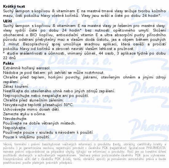 KLORANE Suchý šampon s kopřivou-tmavé vlasy 50ml