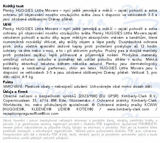 HUGGIES Little Movers 3 4-9kg 168ks box