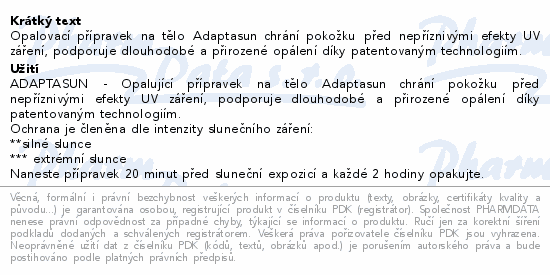 ESTHEDERM Adaptasun tělové mléko silné slun.200ml