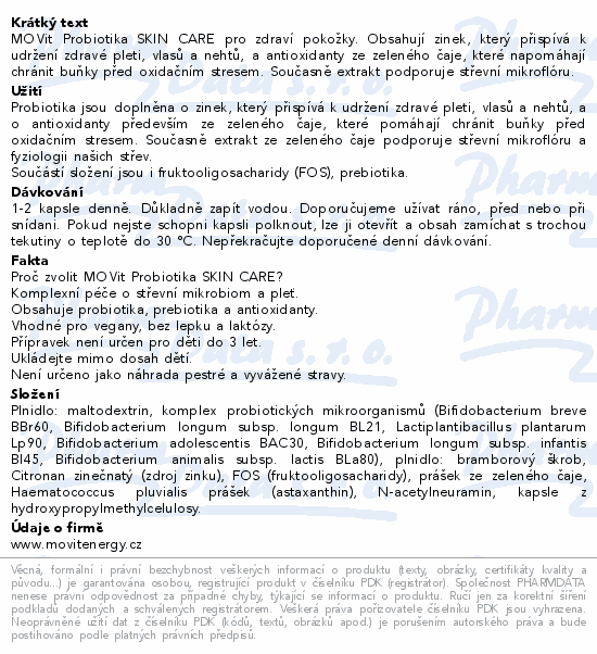 MOVit Probiotika Skin care cps.90