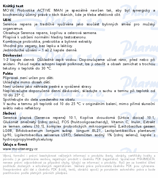 MOVit Probiotika Active man cps.90