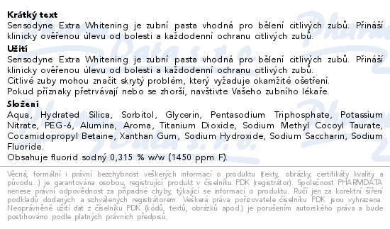 Sensodyne Extra Whitening zubní pasta 2x75ml