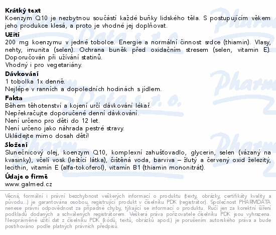 Koenzym Q10 200mg tob.30 Galmed