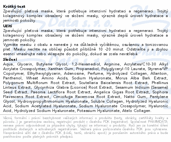 Medicube kolagenová zpevňující pleťová maska 27g