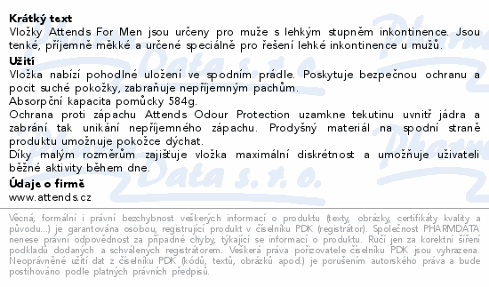 Vložky absorpční Attends For Men 3 14ks