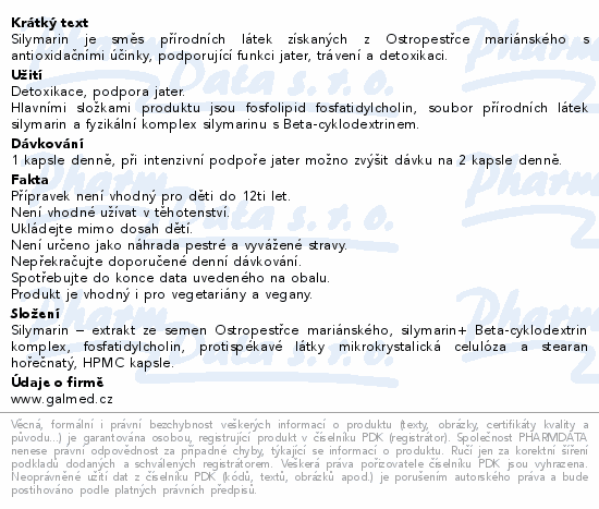 Fosfolipidy+Silymarin komplex cps.60 Galmed
