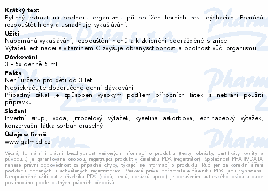 Jitrocelový extrakt s echinac.a vit.C 310g Galmed
