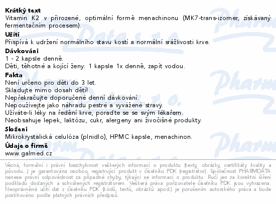 Vitamin K2 60mcg cps.90 Galmed