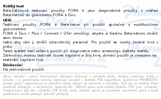 FORA 6 B-ketonové test.proužky ACS053 10ks