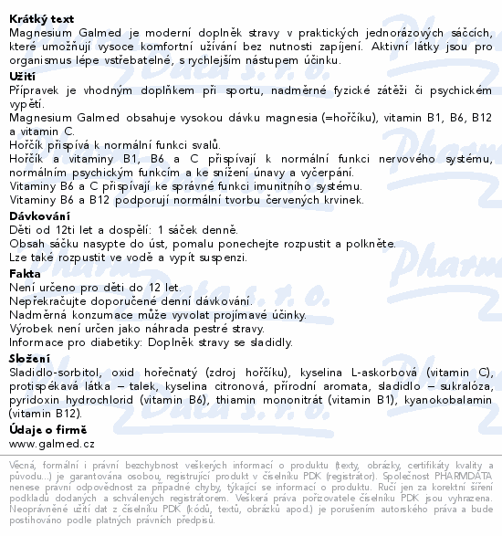 Magnesium 400mg+B komplex+C 30x1.9g Galmed