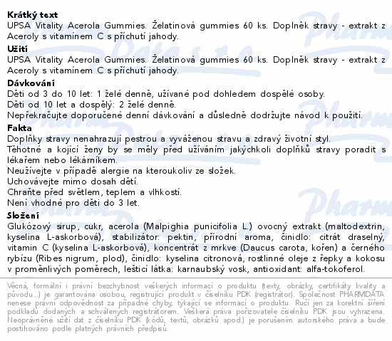 UPSA Vitality Vit.C Acerola Kids Gummies 60ks