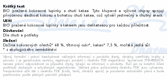 Allnature Kokosové chipsy pražen.s kakaem BIO 40g