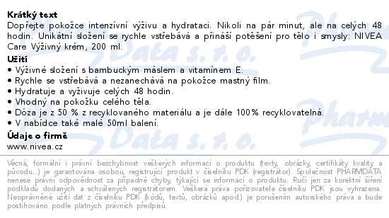 NIVEA Care výživný krém 200ml 80131