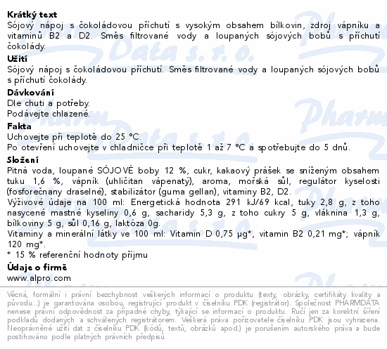 Alpro Plant Protein sójový nápoj čokoládový 1l