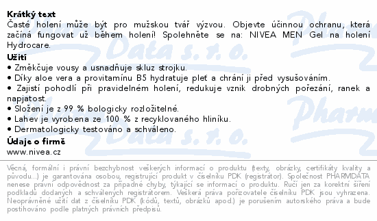 NIVEA MEN Hydrocare gel na holení 200ml č.81760