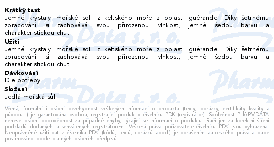 Allnature Keltská sůl mořská ručně sbíraná 500g