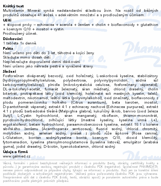 Multivitamín&minerál tbl.60+30 Galmed