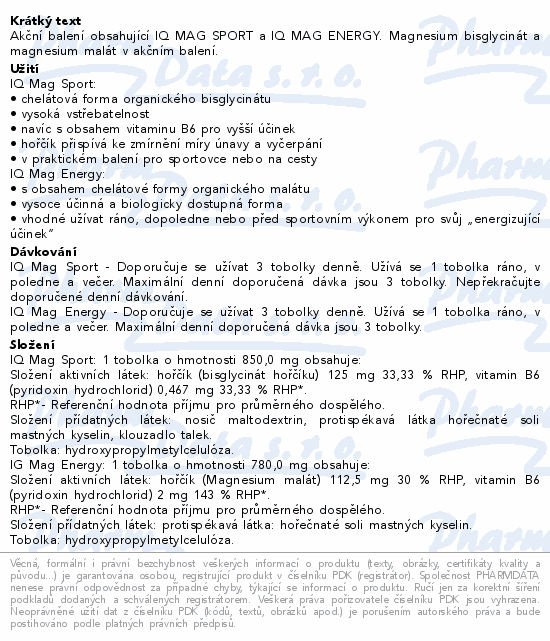 IQ Mag Organic Magnesium Sport+Energy cps.140+40