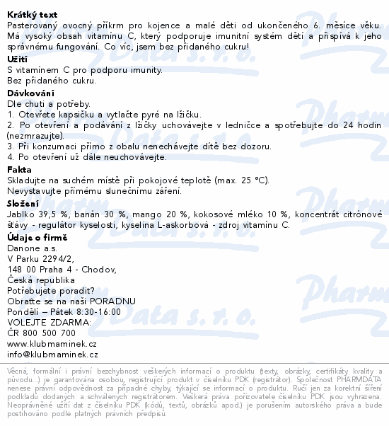 Hami Mango kokosové mléko kapsička 100g 6m+