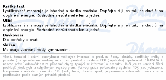 Organis Maracuja mrazem sušená kostky 30g