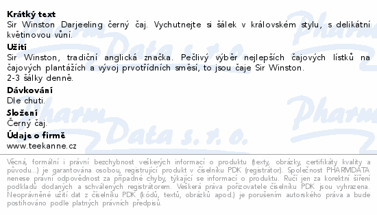 Sir Winston Darjeeling black tea 20x1.75g