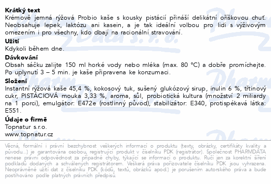 Topnatur Probio kaše pistácie 60g