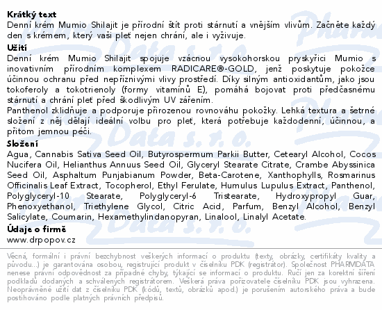 Dr.Popov Mumio Shilajit denní krém 50ml