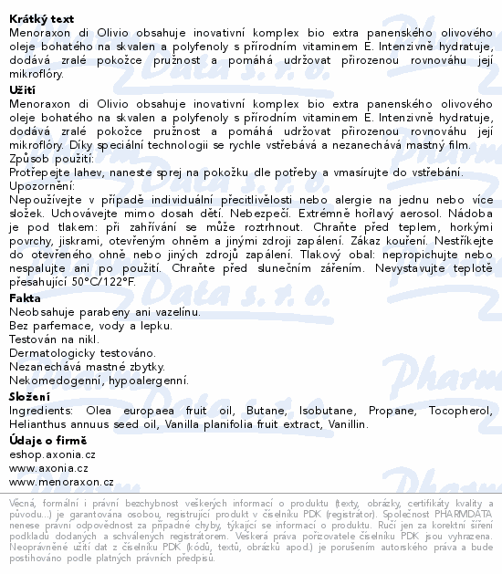 Menoraxon di Olivio dermální sprej 100ml