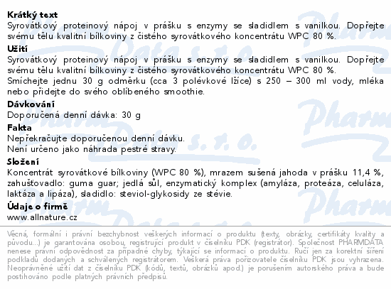 Allnature Sportlab WHEY Protein jahoda 1000g