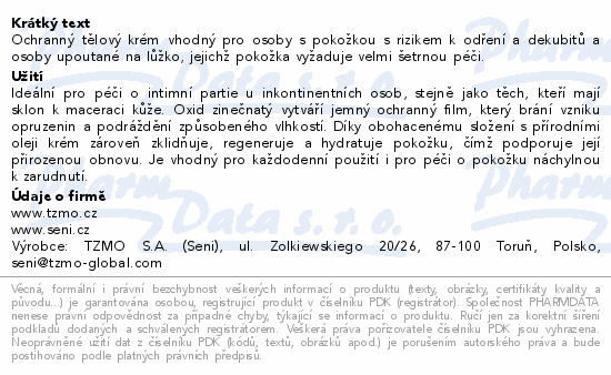 Seni Care tělový krém s oxidem zinečnatým 100ml