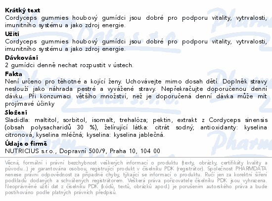 Cordyceps 500mg gummies 60ks