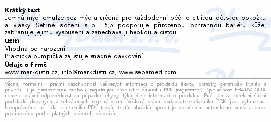 SEBAMED Baby mycí emulze na tělo a vlasy 200ml