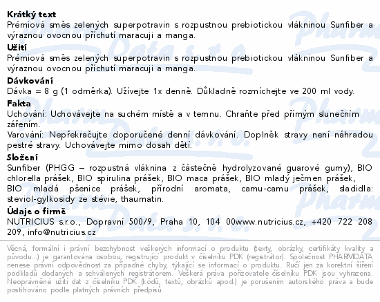 NutriGreen Fiber+ maracuja-mango 200g