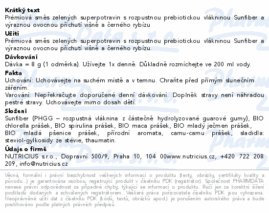 NutriGreen Fiber+ višeň-černý rybíz 200g