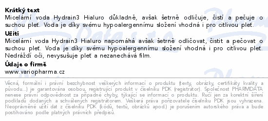 DERMEDIC Hydrain Micelární voda duopack 2x500ml