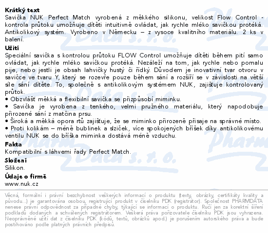 NUK Perfect Match savička vel.FLOW Control 6+m 2ks