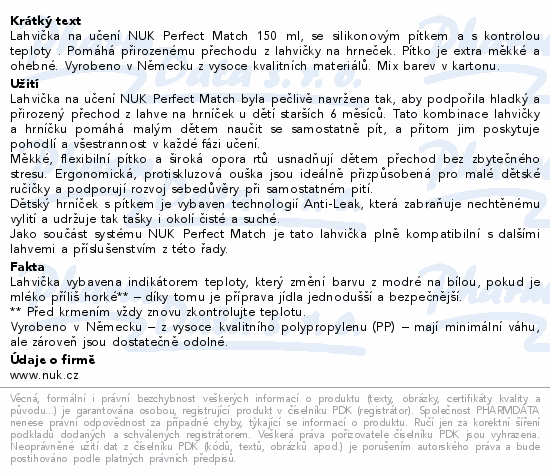 NUK Perfect Match láhev na učení 150ml 6+m mix