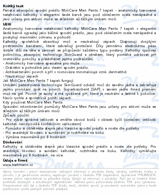Hartmann MoliCare Men absorpční kalh.7k M 8ks