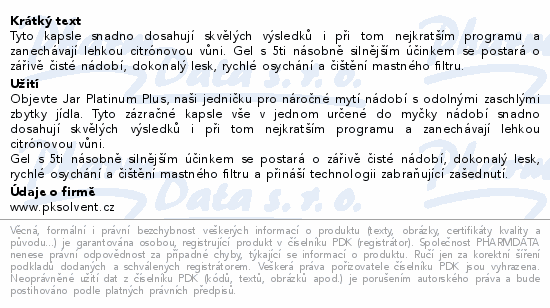 Jar Platinum Plus kapsle do myčky 5x20ks