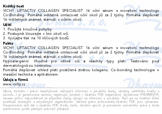 VICHY LIFTACTIV Collagen Special.16 oční sérum15ml