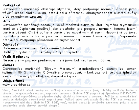 Green idea Ostropestřec mariánský bylinné tob.60