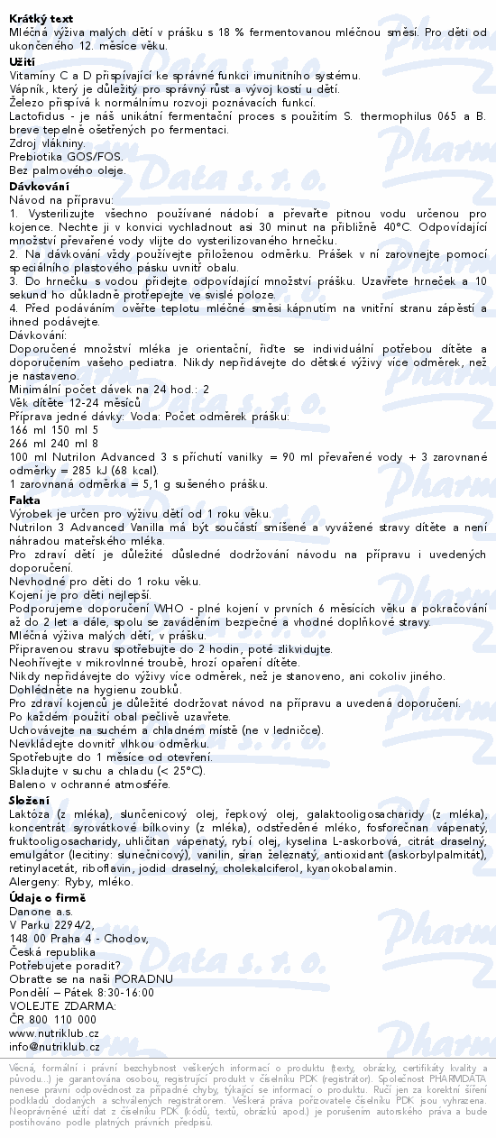 Nutrilon Advanced 3 Vanilla 800g