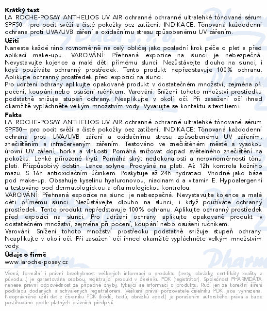 LA ROCHE-POSAY ANTHELIOS UVair sér.tón.SPF50+50ml