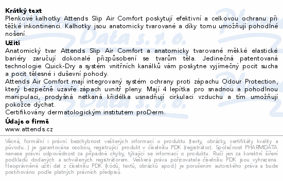 Kalhotky absorp.Attends Slip Air Comfort 10 S 21ks