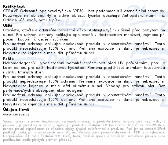 CeraVe Ochranná opalovací tyčinka SPF50+ 8g