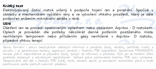 AQVITOX D roztok na ošetření ran vak 1000ml