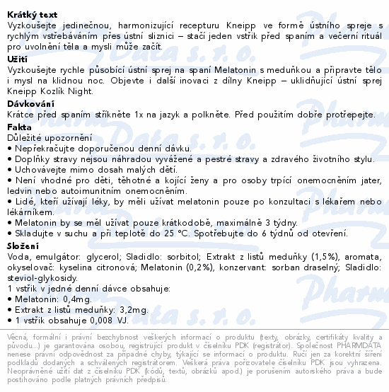 Kneipp Melatonin ústní sprej 30ml