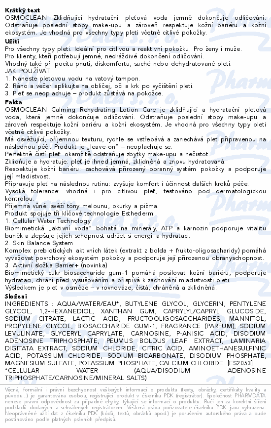 ESTHEDERM Osmoclean zklidňující tonikum 200ml