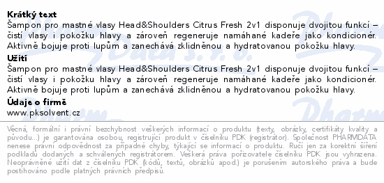 H&S Citrus Fresh šampon 2v1 400ml